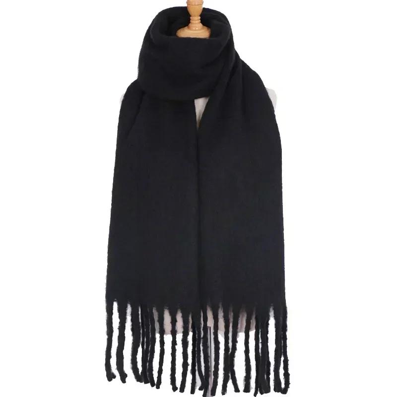 Solid Color Scarf For Women Super Thick Warm In Winter Big Shawl Plush White Snow Scarf  Design Unisex Foulard