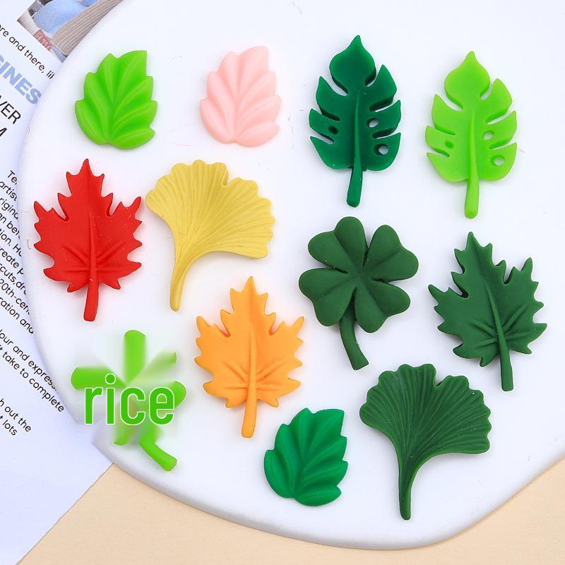 Childlike Leaf-Themed Resin DIY Ornaments: Cartoon Hair Clips & Croc Charms