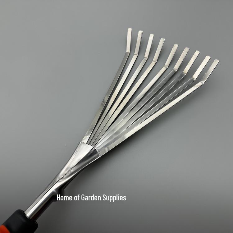 Stainless Steel Fine-Toothed Garden Rake for Soil Loosening and Flower Care