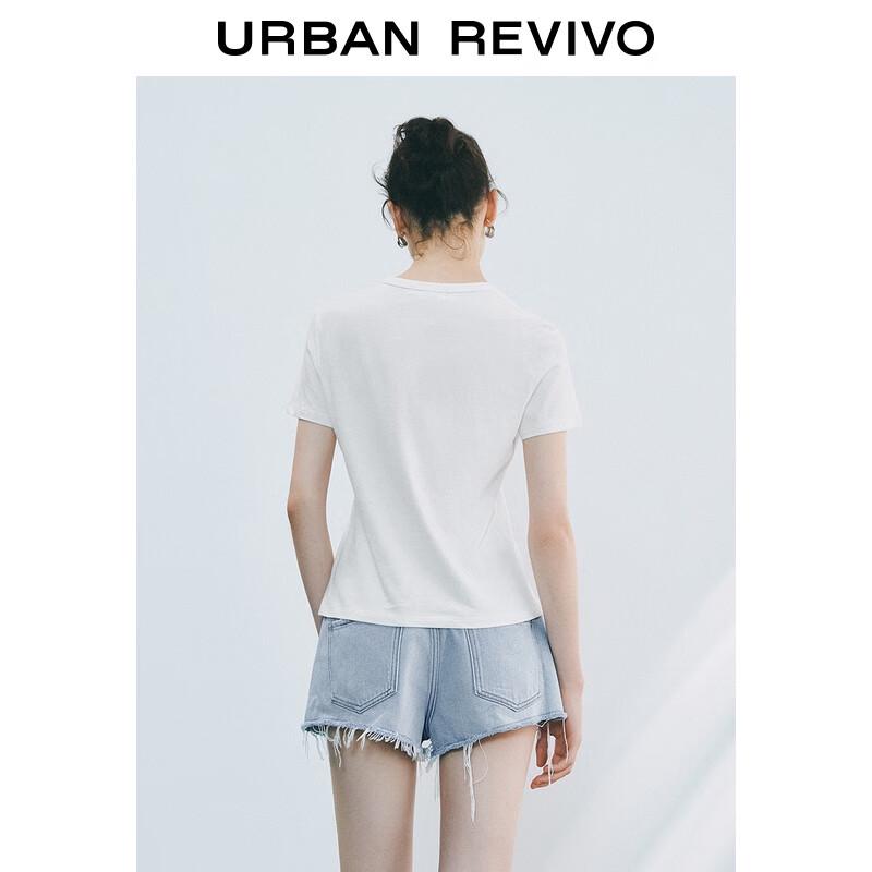 UR 2025 Autumn Contrast Letter Print Short Sleeve T-shirt