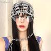 Trendy Handmade Chain Beaded Design Hollow Pullover Hats For Women Summer Autumn Personality Versatile Retro Punk Niche Beanies