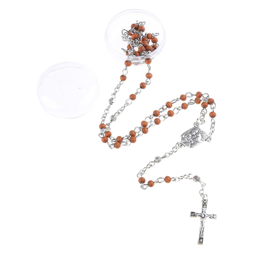 Achteckige Rosenkranz-Halskette mit Jungfrau Maria und Christus und Jesus-Kreuz-Anhänger, Halskette für Damen und Herren, katholischer Schmuck, Geschenk
