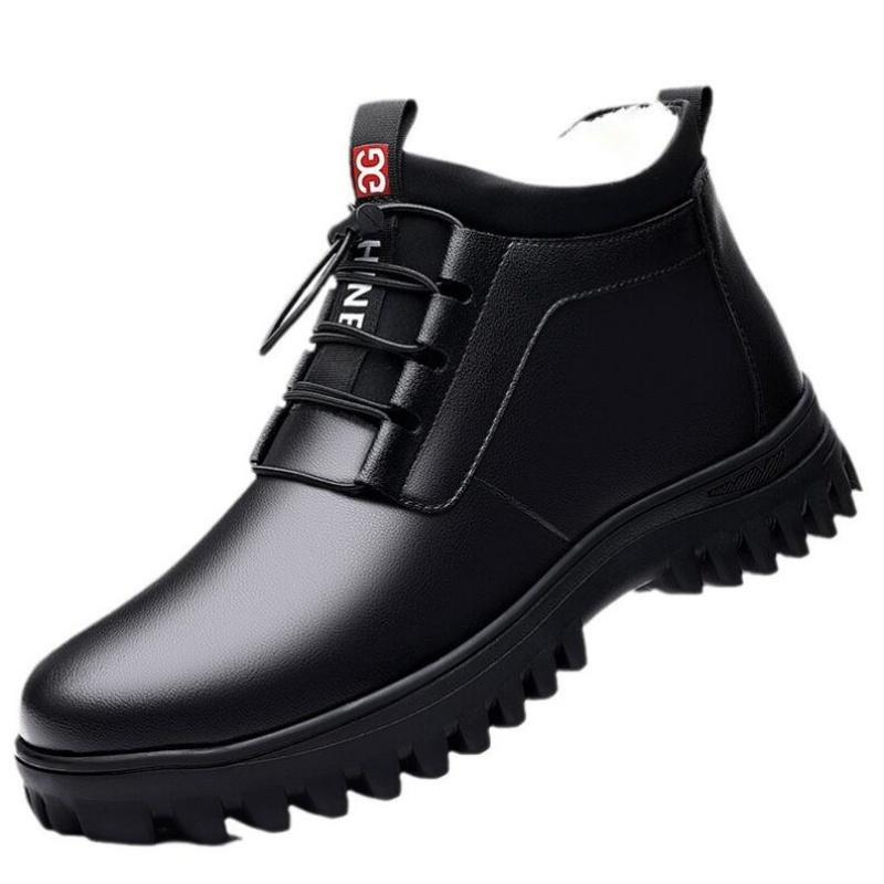 Men's Cotton Shoes 2024 Winter New Plush Wool Thick Sole Outdoor Casual High Top Shoes for Warmth and Snow Boots for Men