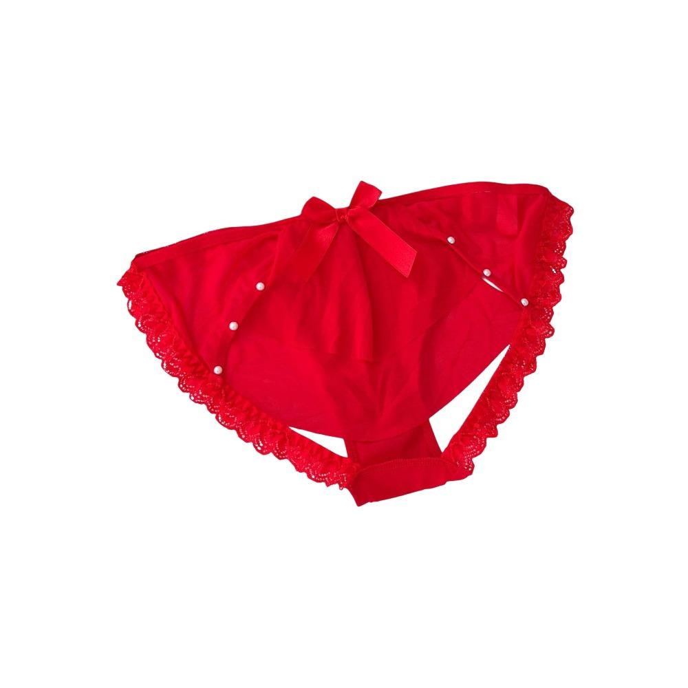 Low Waist Sheer Bow Lace Thong Bowknot Mesh Lace T Panties Lace Underwear  Home