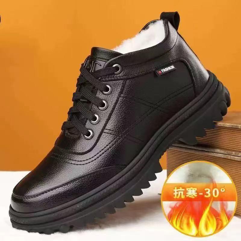 Snow Men's Boots Plush Shoes For Men Flat Warm Fur Ankle Boots Winter Boots For Men Plus Size Footwear Working Shoes Male