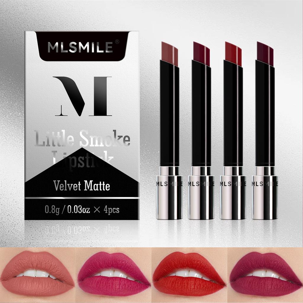 Hülle Lippenstift Nichtklebend Tasse Leicht zu Färben Röhrchen Lippenstift Viererpack Make-up Set