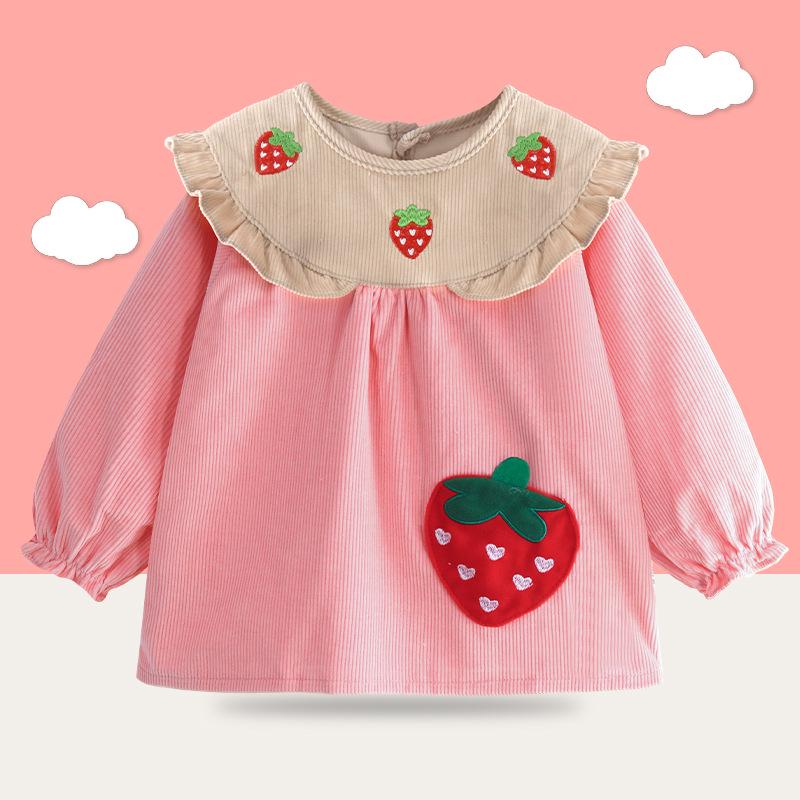 Waterproof Corduroy Smock Bib for Girls - Autumn/Winter Stylish Reversible Design
