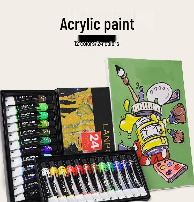 Acrylic Paint Set: 12 or 24 Colors in 12ml or 60ml, Waterproof, Hand-Painting DIY Kit