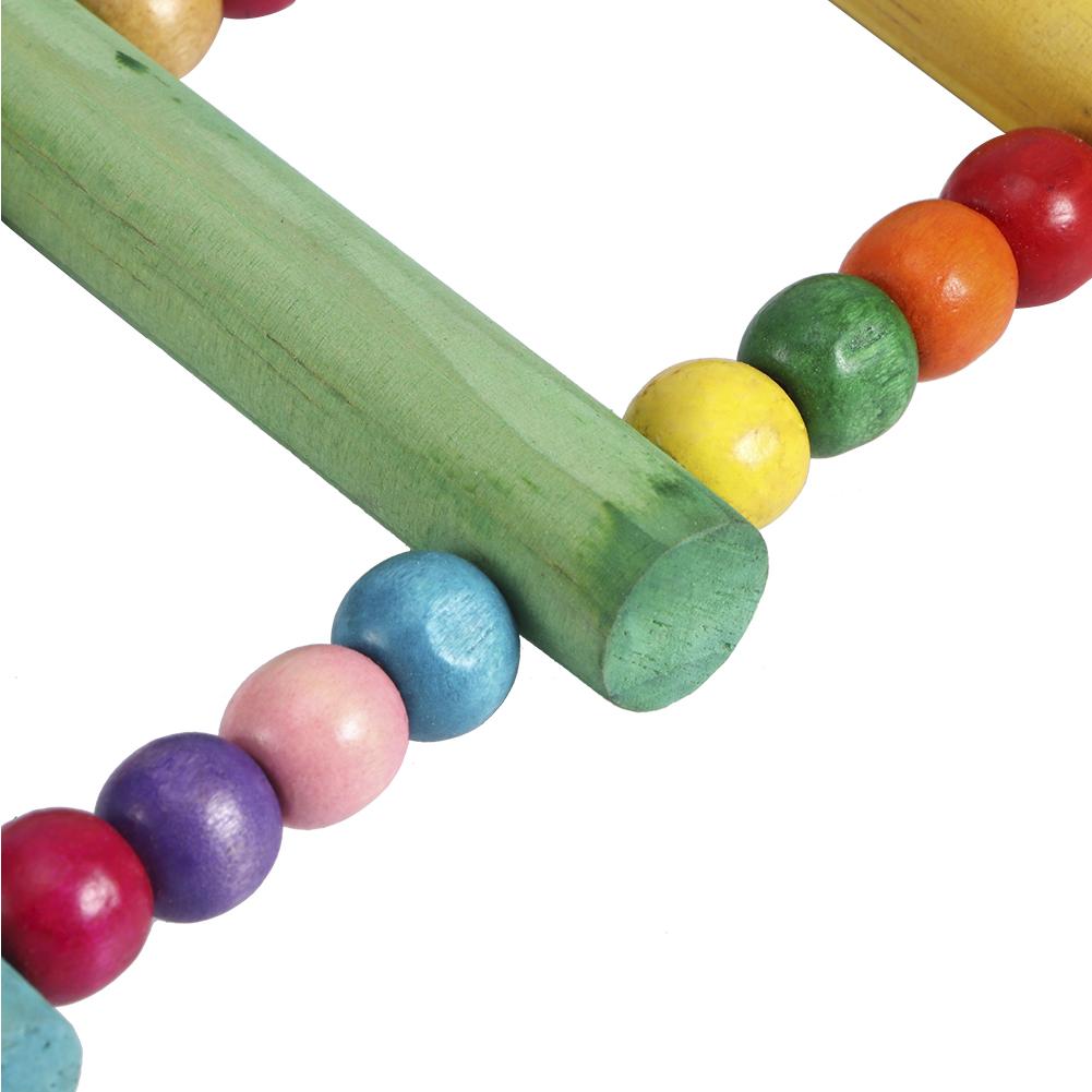 Colorful Natural Wood Beads Climbing Ladder Swing Parrot Toy Stand Bar Parrot Supplies