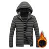 Lightweight Ribs and Cotton Jacket for Men's Winter Simple Solid Color Removable Hat Thickened Hooded Jacket