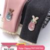 Girls' Velvet Cartoon Base Layer Pants - Stylish & Warm for Autumn/Winter
