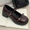 Fashion Mary Jane 2025 French High-heels New Bow Leather Shoes Round Toe British Style Women's Shoes Fashion Comfortable Buckle Pumps