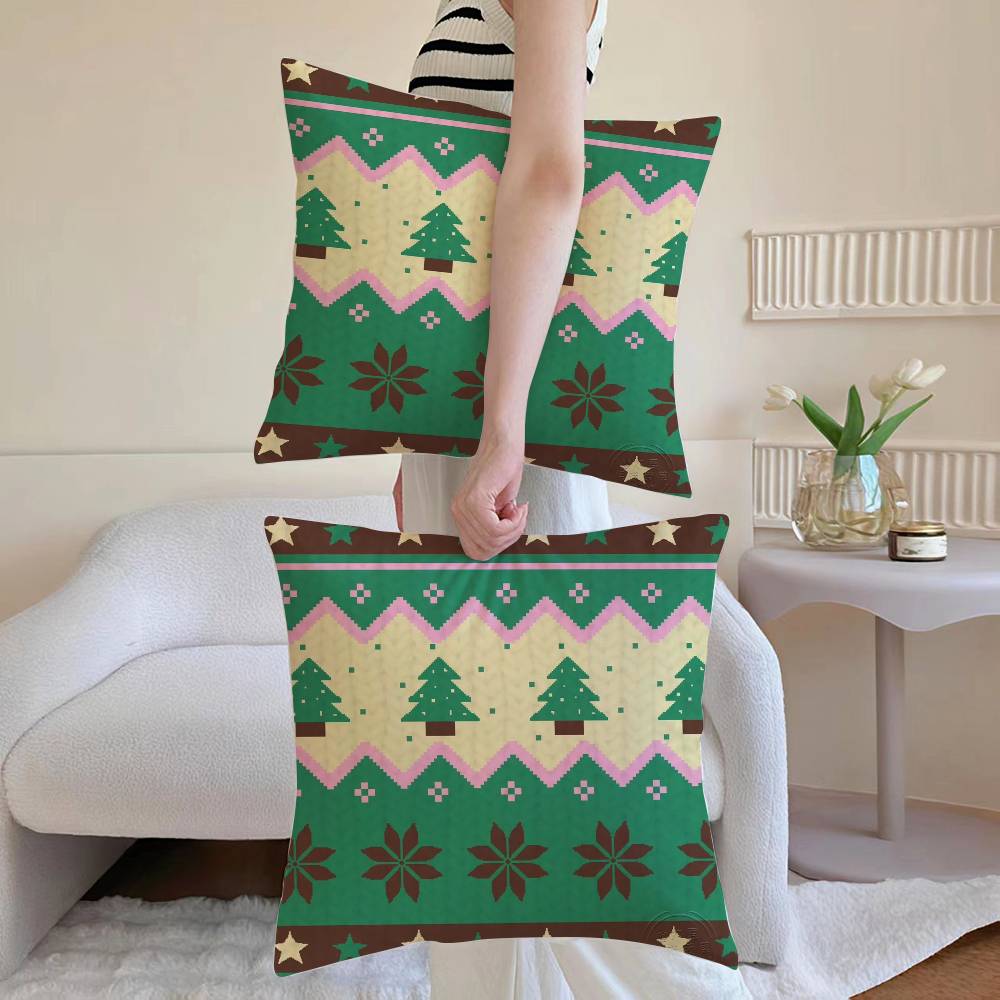 Christmas Spirit Pillow Case Sofa and Living Room Decorative Cushion Covers Dust-proof and Mite-proof Invisible Zipper
