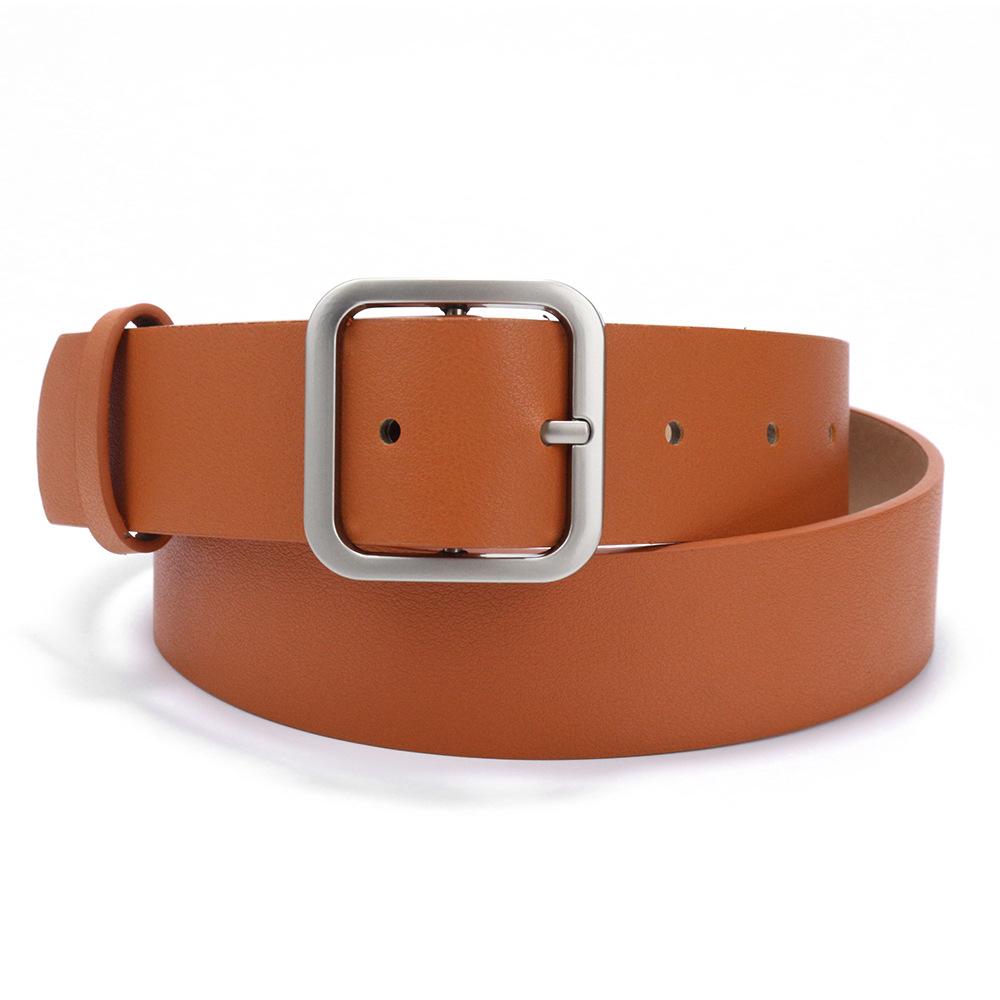 Pu Belt Women'S Simple Jeans With Square Button Head Student Popular Retro Women'S Belt