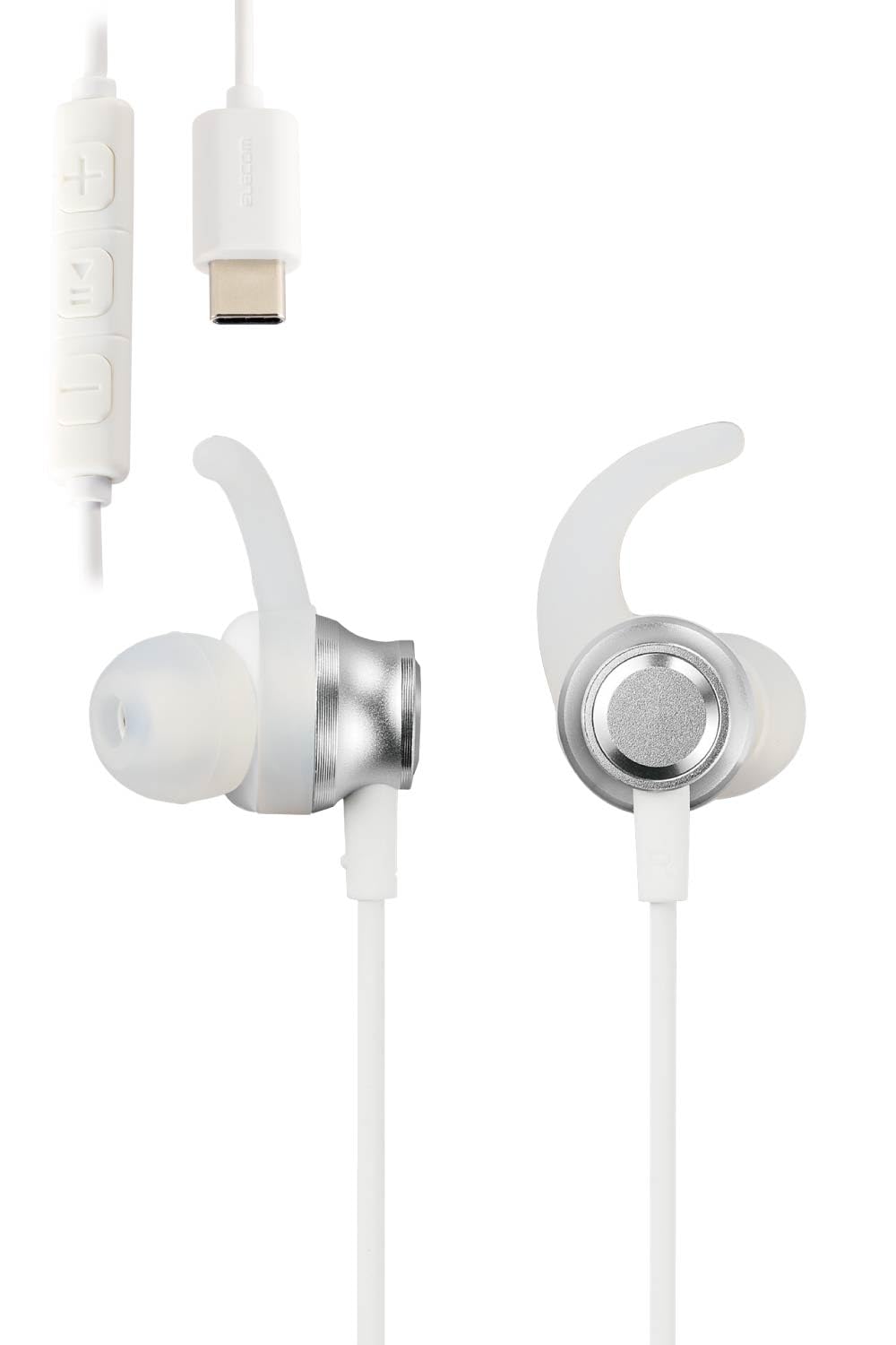 

ELECOM Type-C Wired Earphones with Built-in DAC, Volume Control, In-Ear Headphones, and Selectable Size Ear Arms [Compatible with iPhone 16e16