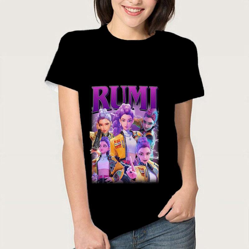 Letní KPop Lovci démonů Trička Huntrix Girl Kpop Tričko Jinu Zoey Rumi Mira Saja Kluci Cool Trička s krátkým rukávem Trička Topy