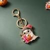 Spooky Halloween Keychain Sparkly Crystal Ghost Pendant Pink Knit Hat Pumpkin Design Backpack Charm Party Gift