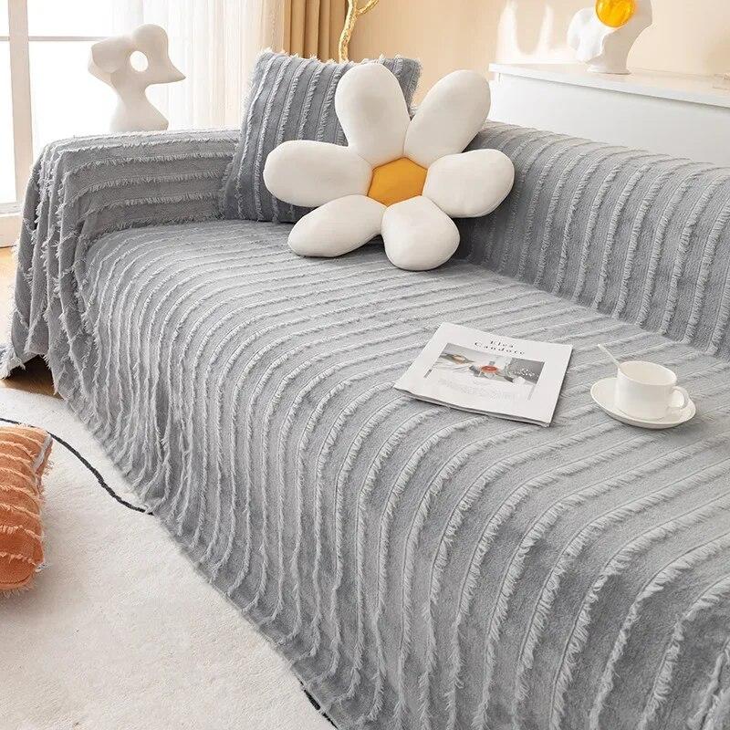 Soft Sofa Cover for Living Room Non-Slip Solid Thick Sofa Cushion Mat Simple Style Plush Sofa Towel Home Couch Decor