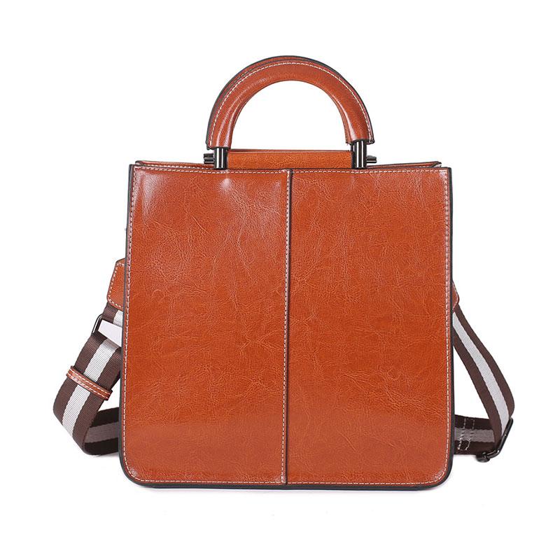 Genuine Leather Women's Shoulder Bag   Luxury Designer Women Handbags Retro Cowhide Crossbody Bags Female Square Tote Bag