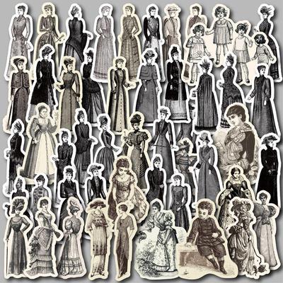 49 Retro Noble Girl Planner Stickers - European & American Hand-Drawn Tim Holtz Style