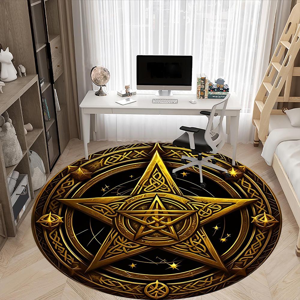 1pc Star Circle Office Round Area Rug, Under Office Chairs Bedroom Living Room Home Decor, Room Deco, Available in Various Sizes