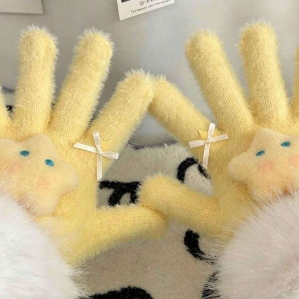 One Size Full Finger Gloves Soft Texture Girls Winter Gloves Cycling Activity