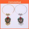 Style Ethnic Geometric Necklace Alloy Metal Heart Glass Pendant For Gift Travel