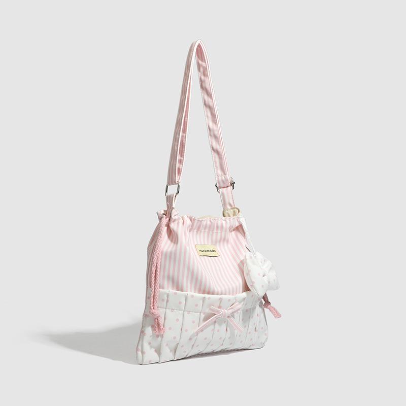 Sweet High Appearance Horizontal Bow Stripes Single Shoulder Crossbody Bag Niche Fashion Everything Design Sense Sweet Sister Tote Bag
