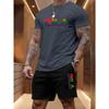 Herren Sommer Strand Sportanzug Lässig Outdoor Basketball Sport Bequem Zweiteiliges Set mit Modischem Lockerem T-Shirt und Shorts