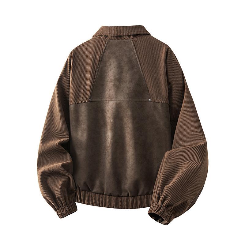 PU Leather Lapel Jacket, Spring and Autumn Style, Japanese Retro Workwear, Versatile, Loose and Casual
