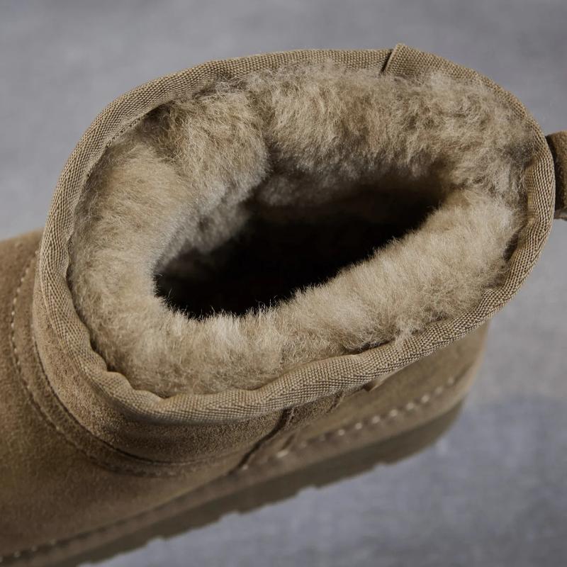Johnature Genuine Leather Thick Soled Snow Boots Cow Suede And Plush Warm Women's Cotton Shoes