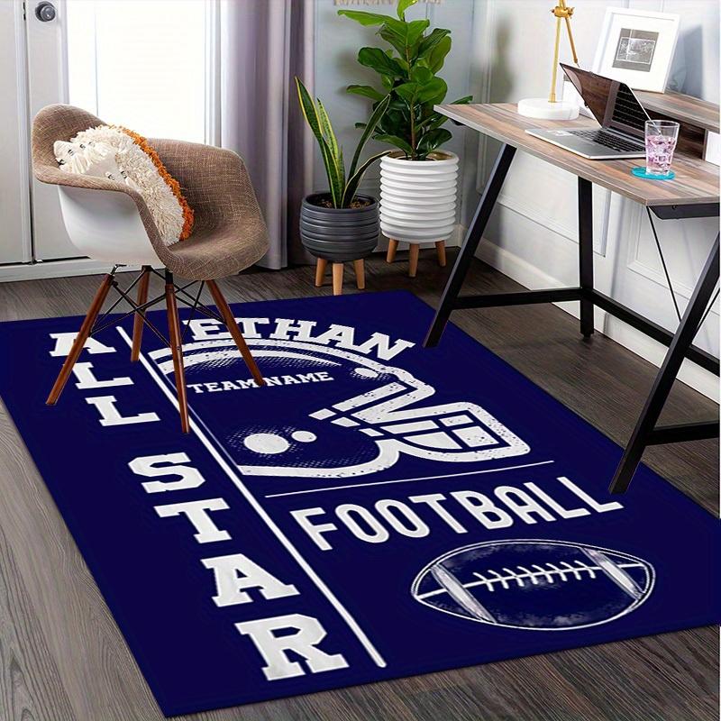 Office Carpet Ethan All Star Football Team Name Helmet & Ball Design Sofa Rug, Chair Mat for Protectiona092