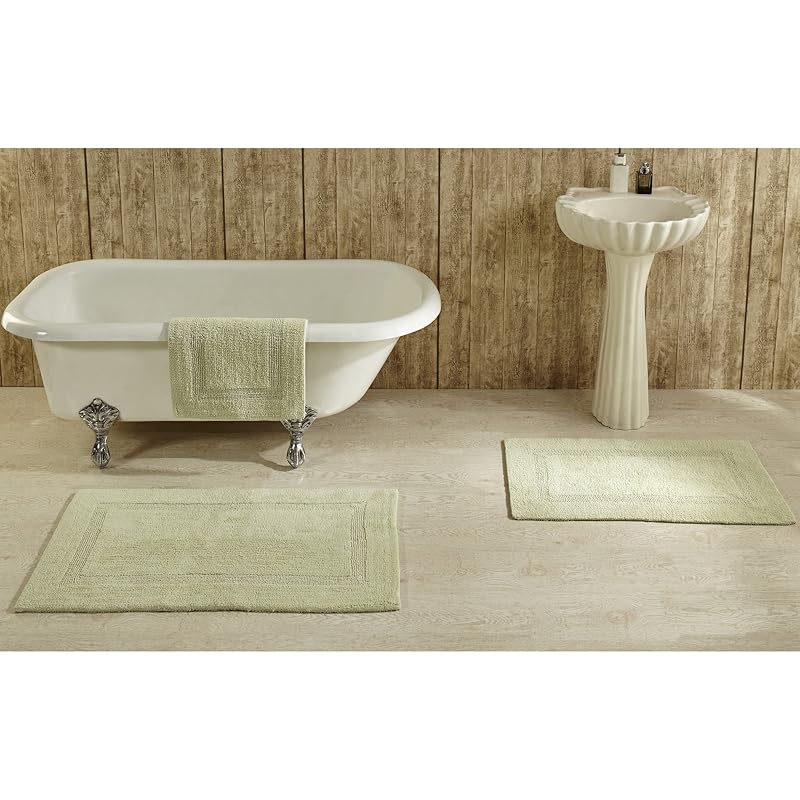 Better Trends 100% Cotton Lux Collection Bath Mats, Sage Bath Mat - Tufted, Reversible & Absorbent & Machine Washable Ba 17 x 24 Rectangle