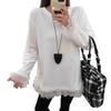 Plus Size Women's White Lace Embroidered T-shirt, Spring 2025 Collection: Loose Fit, Versatile Outerwear Top