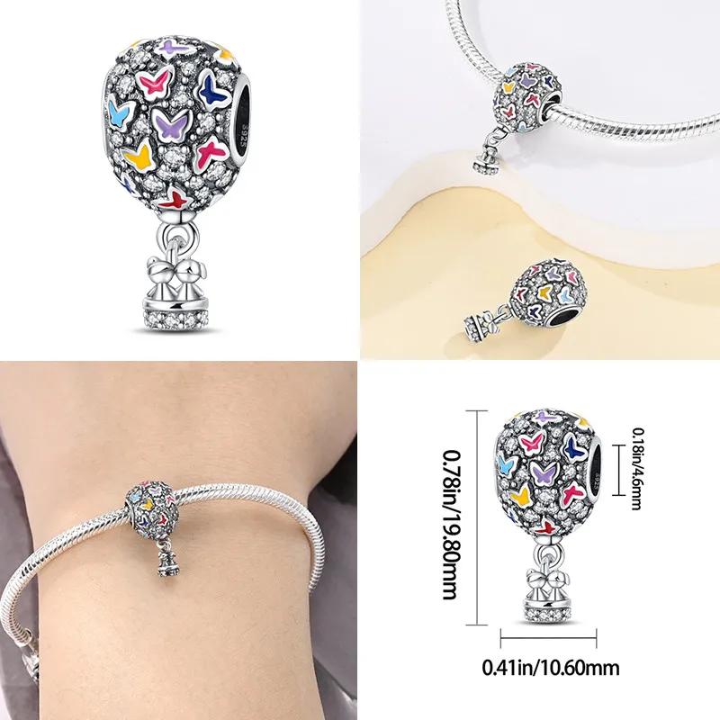 Copper Rainbowair Balloon Colorful Horse Charm Bead Pendant Fit Original Bracelet For Women Fine Jewelry Gift