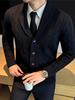 Men's High-End Cable Knit Cardigan Sweater - Light Luxury Old Money Style for Autumn and Winter.