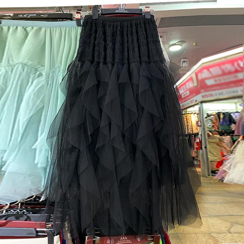 

Women s Fairy Purple Irregular Layered Tulle Skirt with Elastic Waist OneSize чорний