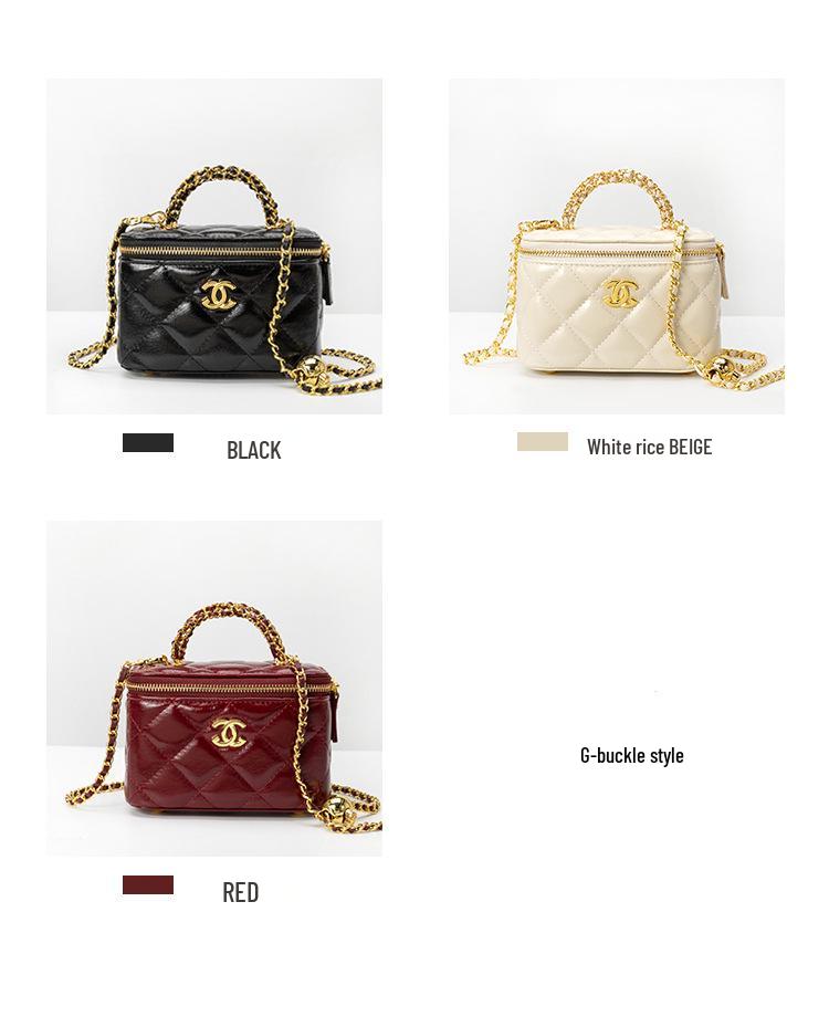 2025 Genuine Leather Diamond Lattice Crossbody Handbag - Small Fragrant Style