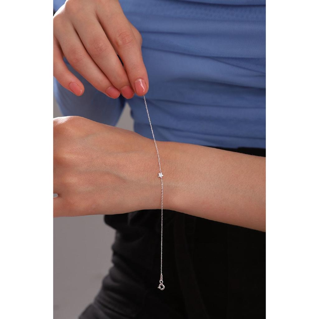Women's 925 Sterling Silver Chain Mini Star Bracelet