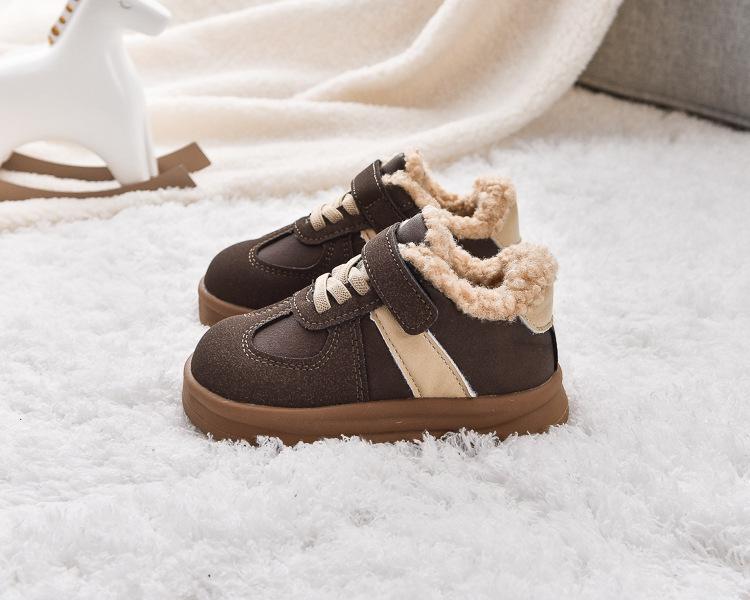 Kids' Fleece-lined Skate Shoes 2025: Boys' & Girls' Fashionable Autumn/Winter Lambswool & Cotton Casual Footwear