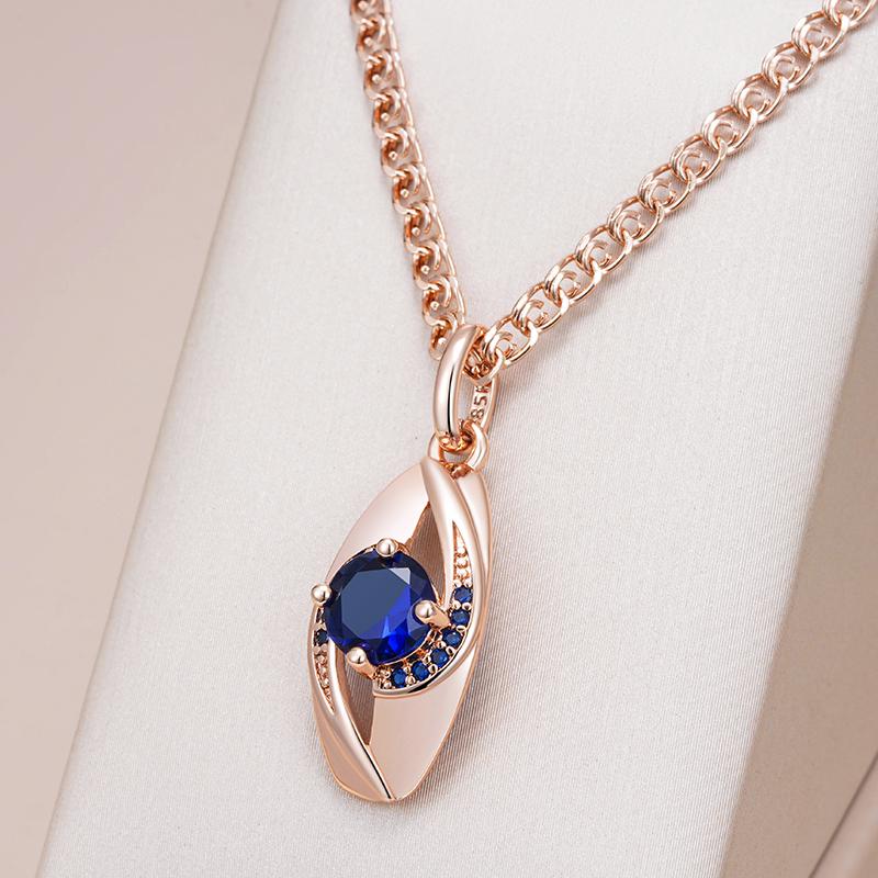 Kienl Classic Snail Chain Rose Gold Color Pendant Necklace Women Blue Natural Zircon Accessories High Quality Daily Jewelry