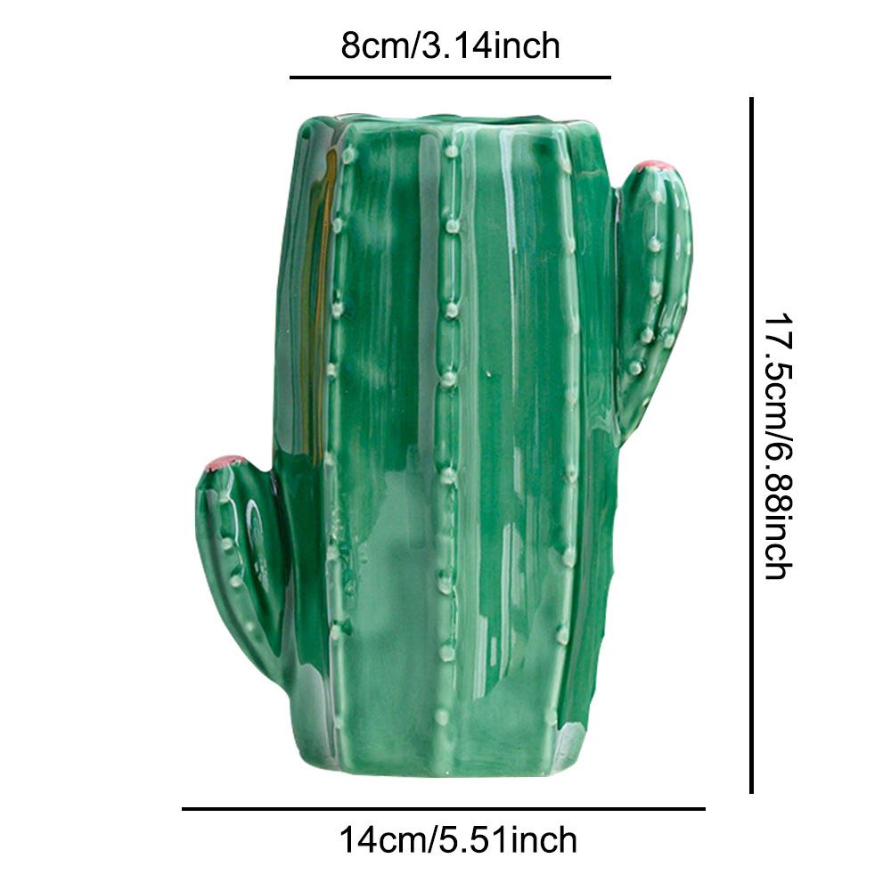 1 Stück Kaktus Keramik Stifthalter Ständer Becher Bleistifthalter Organizer Make-up Pinselhalter für Zuhause Büro Schreibtisch Grün Weiß Kaktus