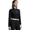 Fila Golf Series Simple Trendy Fashion Versatile Casual Sports Training Comfortable Knitted Long Sleeve Polo Shirt Women Tops Deep-Black A11W545212FBK