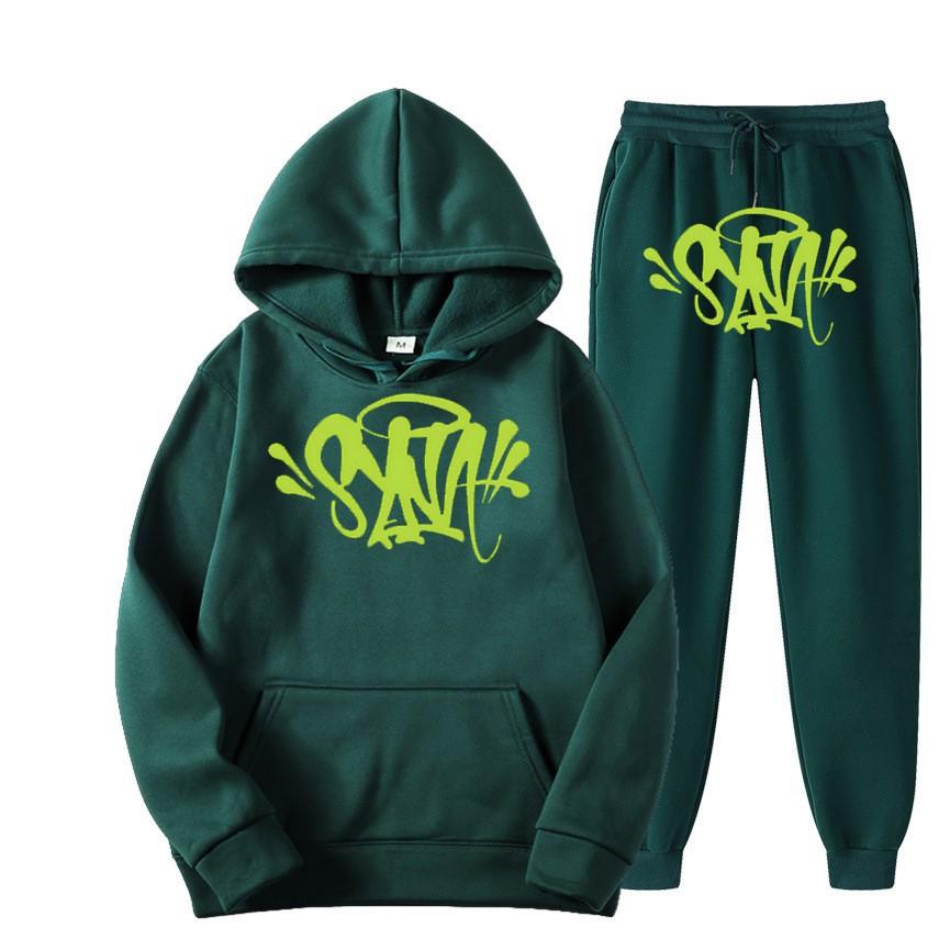 SynaWord High Street Fashion Trendy Brand Suit Men's Ins Trend Hip Hop Hoodie Syna Print Sweater Suit
