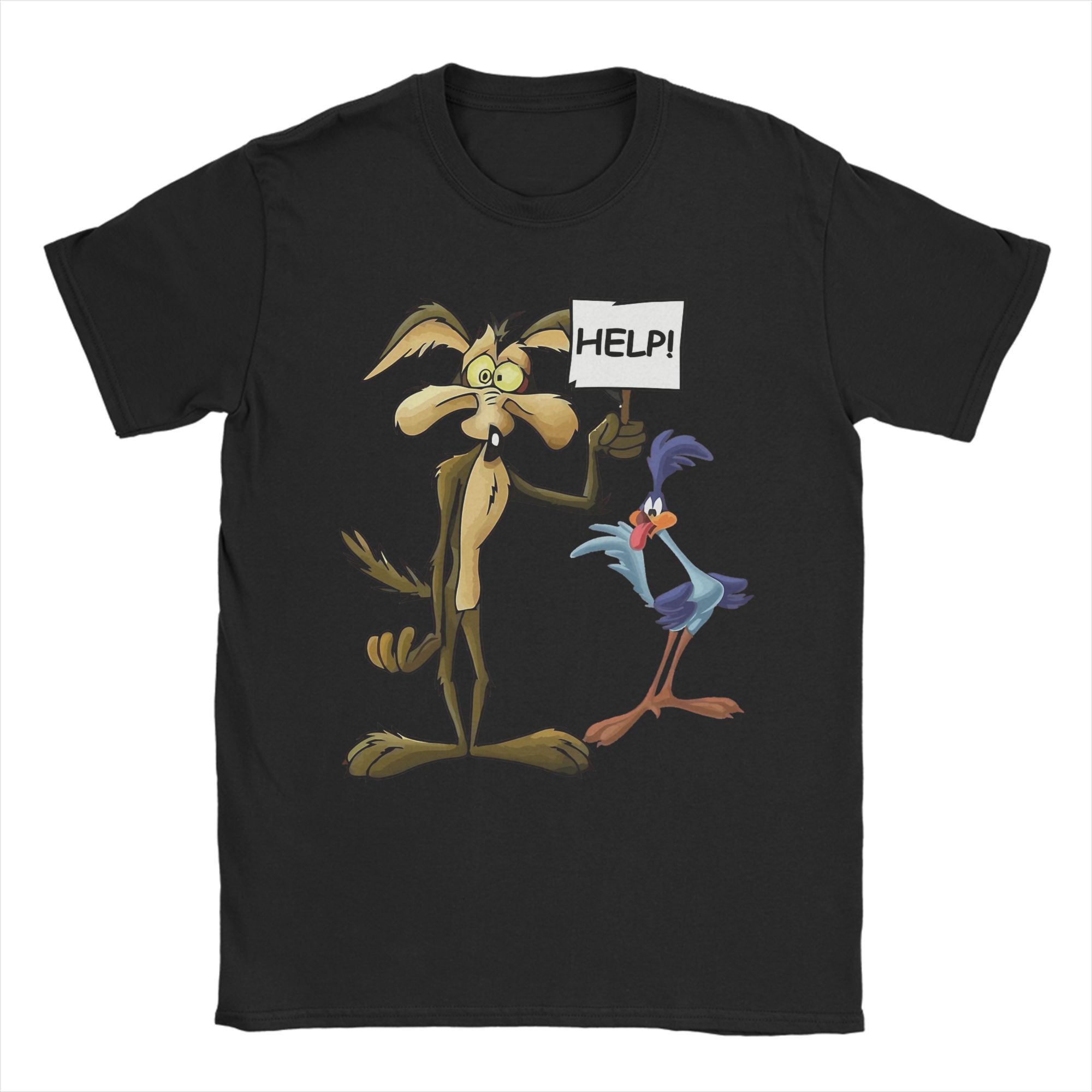 

Wile E. Coyote And The Road Runner T-Shirt Summer Harajuku T-Shirts Man Cotton O Neck Plus Size 5XL Tees Short Sleeve M