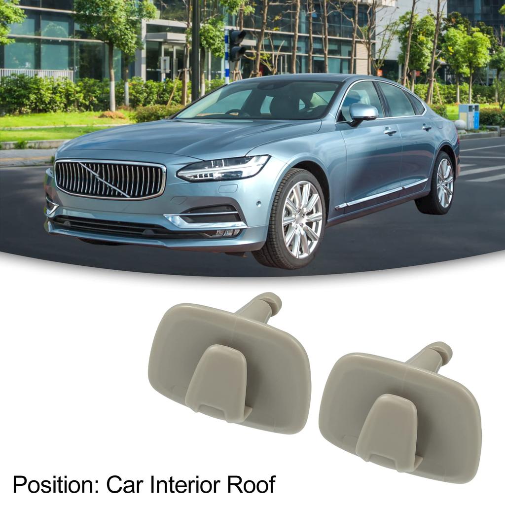 ACROPIX Interior Roof Insert Hook Hanger ABS Cover Trim for Volvo S90 V90 Gray 2pcs - -