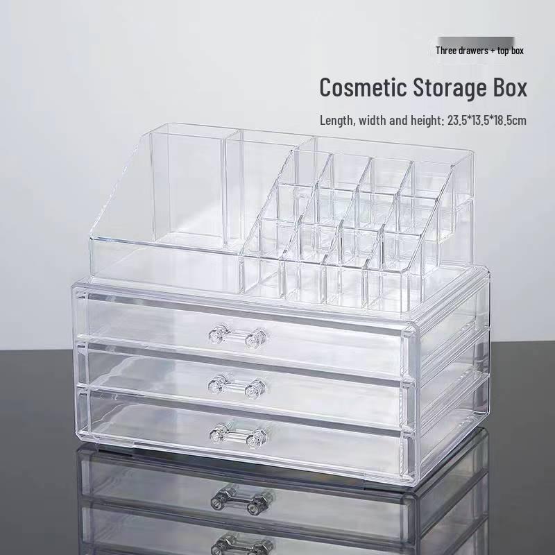 

Прозрачный многослойный органайзер для косметики с выдвижными ящиками 23.5*11*13