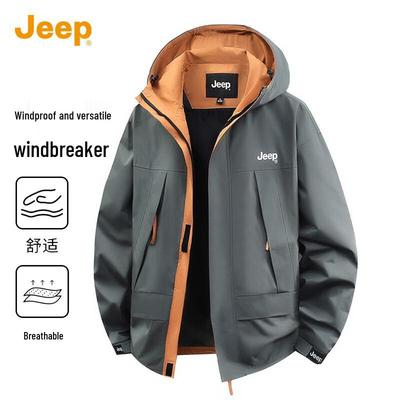Men's Windproof Color-Block Hooded Jacket