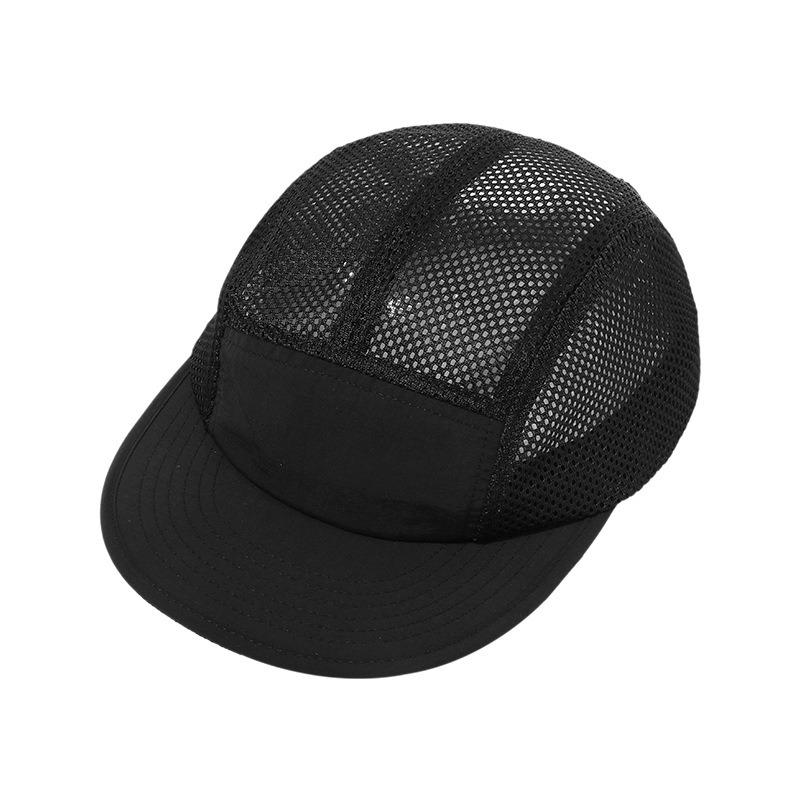 5 Panel Camp Hat With Custom Printed Logo Sport Hats Lightweight Nylon Camper Hat With Mesh on Side 56-58cm чёрный