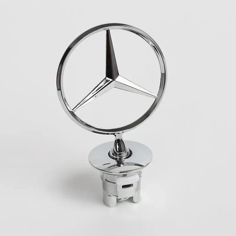 AAVQ1 44mm 3D Metal Blue Chrome Star Bonnet Hood Logo Emblem For Mercedes Benz AMG W204 W205 W203 W211 W212 W213 W201 W210 W124